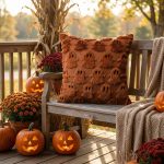 Sm:)e Embroidered Goost Plush Faux Fur Jacquard Halloween Throw Pillow Cover 18x18 Inch White, Set of 2 Silky Soft Cushion Case for Sofa Couch - Image 25