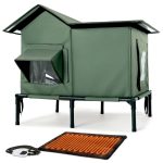 YUWENUS Heated Outdoor Cat House with Heated Pad and Escape Door for Outdoor Weatherproof Cat Shelter Insulated Outdoor Cat House,Green,Small - Image 24
